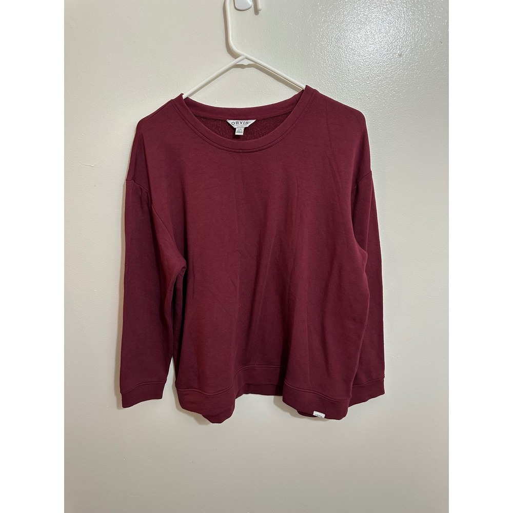 Orvis Classic Collection Burgundy Crewneck Sweatshirt Womens Large L Fleece Top